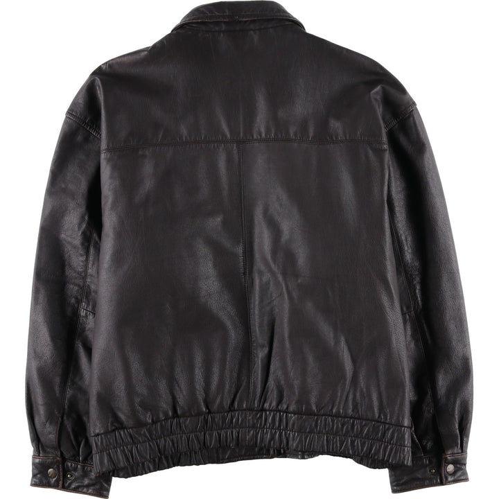 1990'S St. John's Bay Swing Top Style Padded Leather Blouson, Men's Size XL (Equivalent), Vintage genuine leather brown type Vintage Second Hand