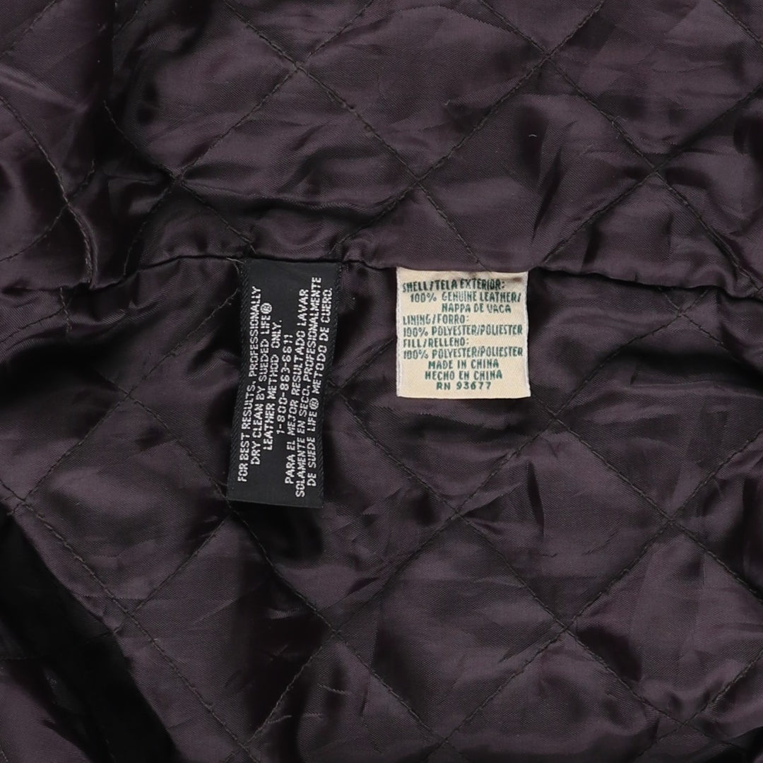 1990'S St. John's Bay Swing Top Style Padded Leather Blouson, Men's Size XL (Equivalent), Vintage genuine leather brown type Vintage Second Hand