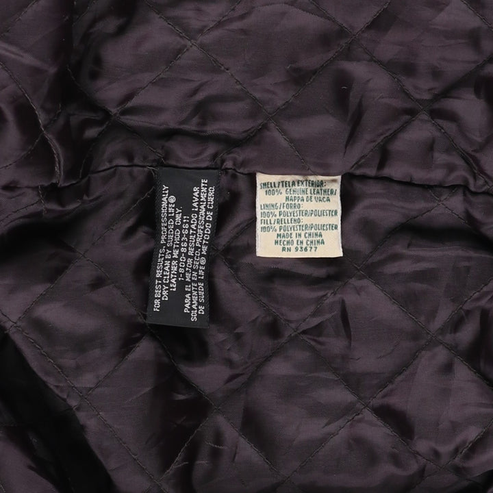 1990'S St. John's Bay Swing Top Style Padded Leather Blouson, Men's Size XL (Equivalent), Vintage genuine leather brown type Vintage Second Hand