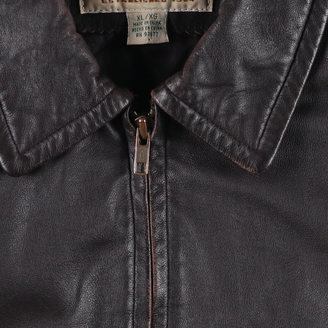 1990'S St. John's Bay Swing Top Style Padded Leather Blouson, Men's Size XL (Equivalent), Vintage genuine leather brown type Vintage Second Hand