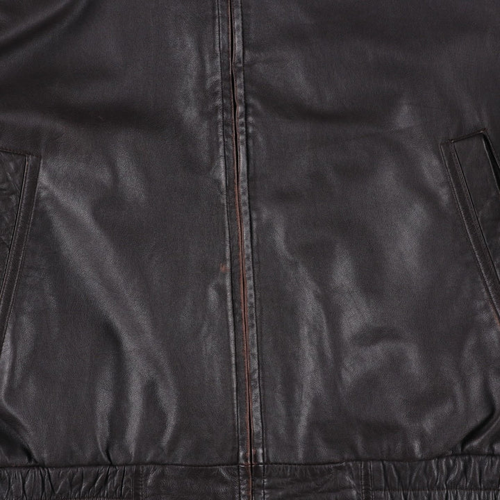 1990'S St. John's Bay Swing Top Style Padded Leather Blouson, Men's Size XL (Equivalent), Vintage genuine leather brown type Vintage Second Hand