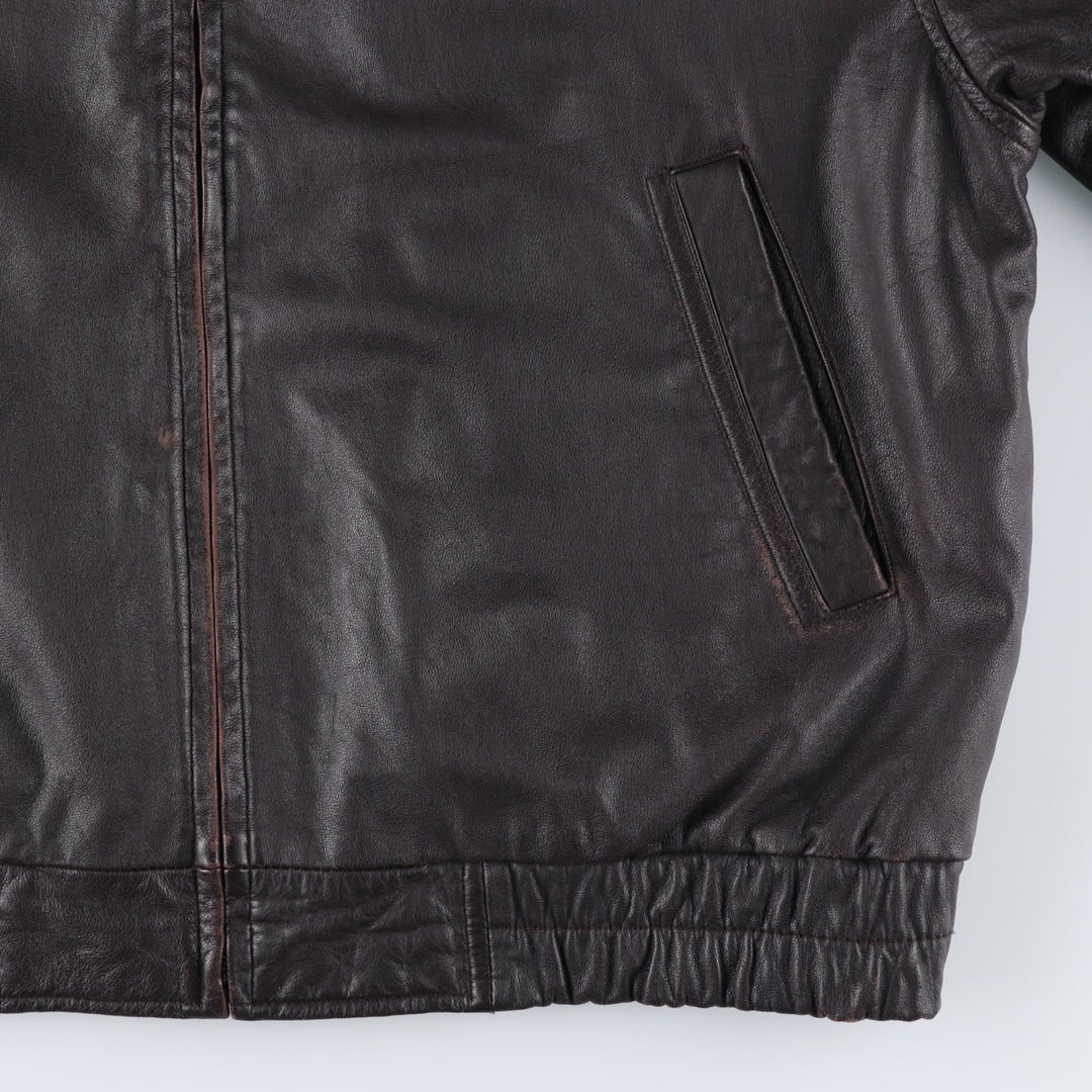1990'S St. John's Bay Swing Top Style Padded Leather Blouson, Men's Size XL (Equivalent), Vintage genuine leather brown type Vintage Second Hand