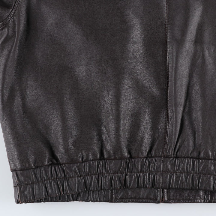 1990'S St. John's Bay Swing Top Style Padded Leather Blouson, Men's Size XL (Equivalent), Vintage genuine leather brown type Vintage Second Hand