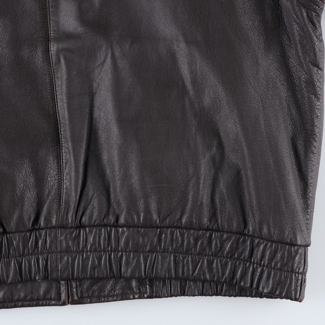 1990'S St. John's Bay Swing Top Style Padded Leather Blouson, Men's Size XL (Equivalent), Vintage genuine leather brown type Vintage Second Hand