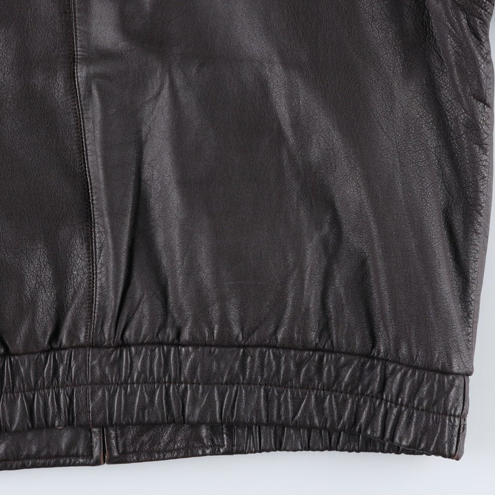 1990'S St. John's Bay Swing Top Style Padded Leather Blouson, Men's Size XL (Equivalent), Vintage genuine leather brown type Vintage Second Hand
