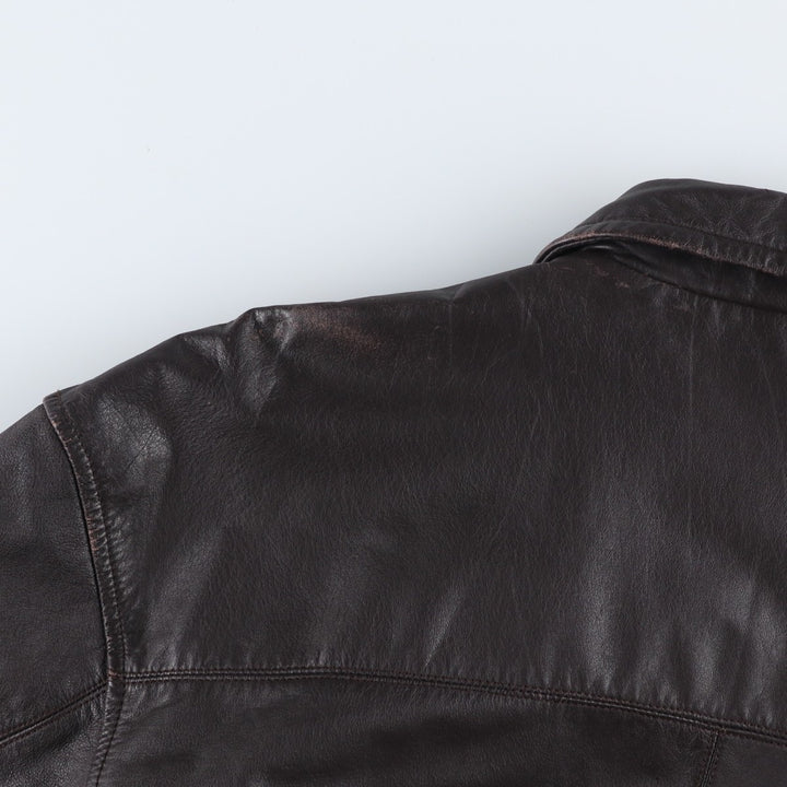 1990'S St. John's Bay Swing Top Style Padded Leather Blouson, Men's Size XL (Equivalent), Vintage genuine leather brown type Vintage Second Hand