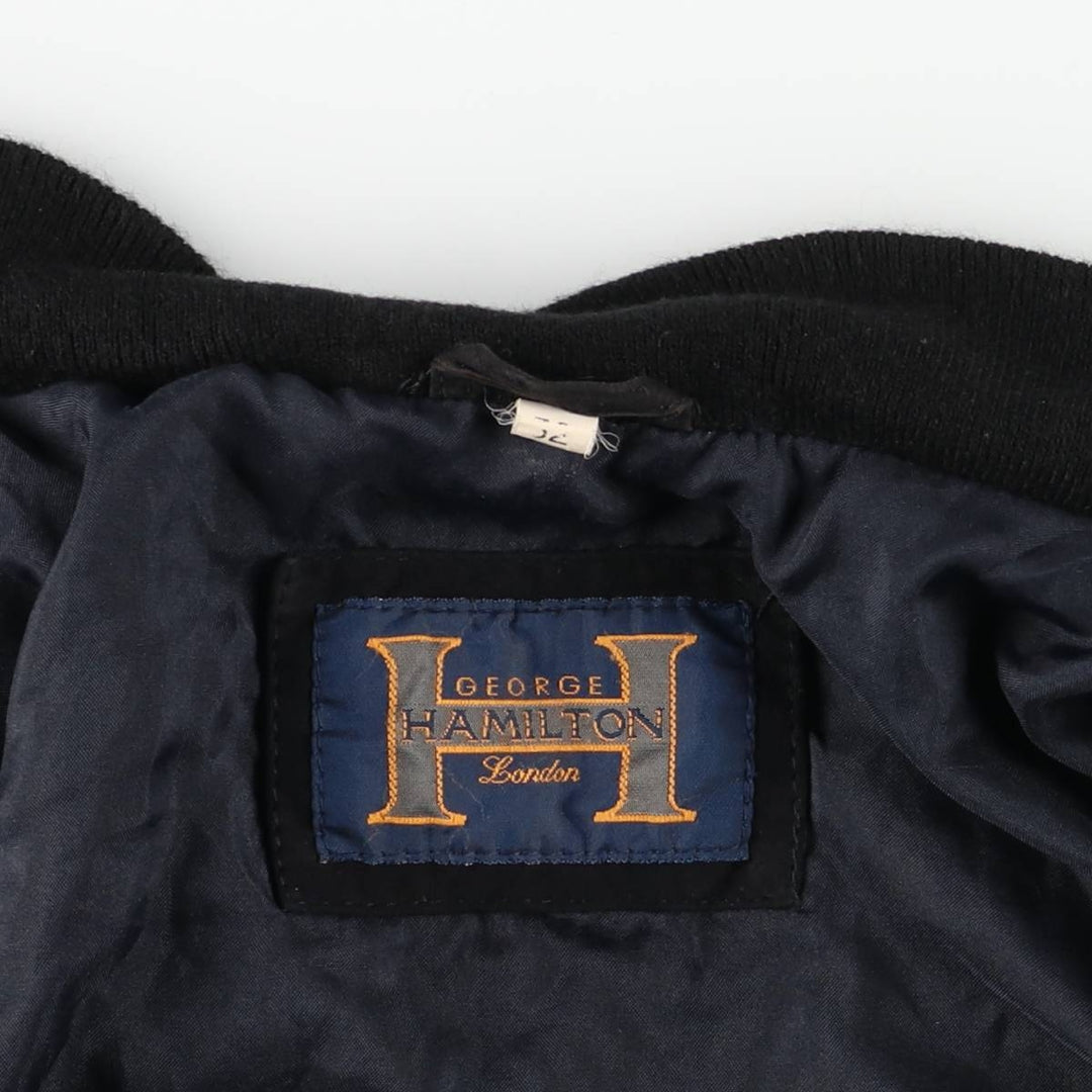GEORGE HAMILTON Suede Leather Blouson, Valstar Jacket, Men's Size L (approx.) Genuine Leather Suede Leather black type Vintage Second Hand