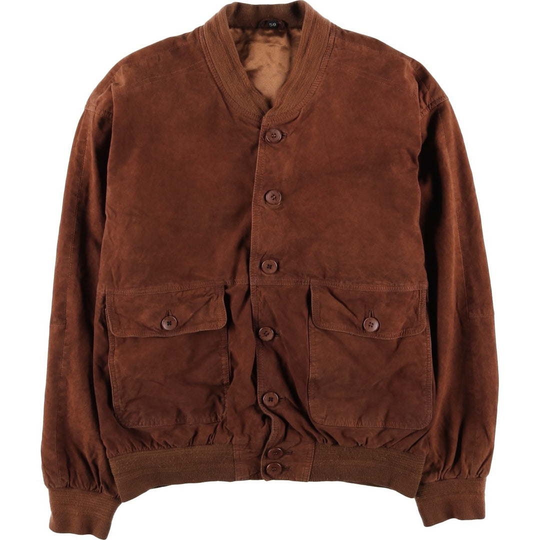 Suede leather blouson for men (size L) genuine leather brown type Vintage Second Hand