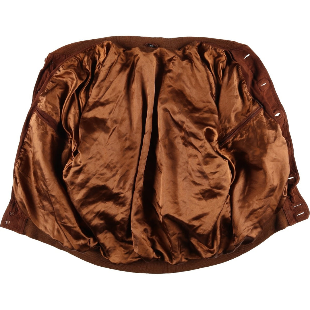 Suede leather blouson for men (size L) genuine leather brown type Vintage Second Hand