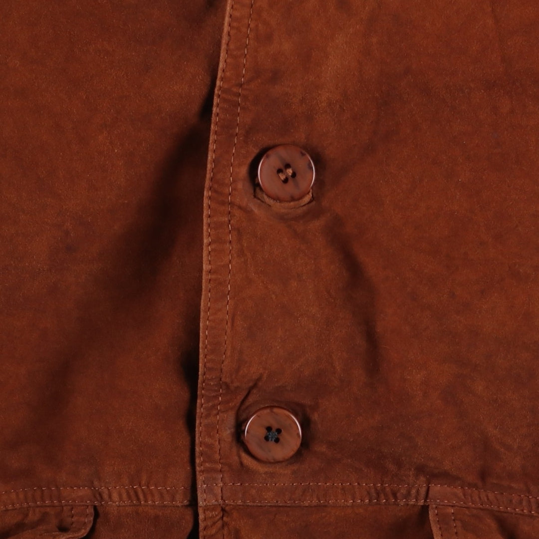Suede leather blouson for men (size L) genuine leather brown type Vintage Second Hand