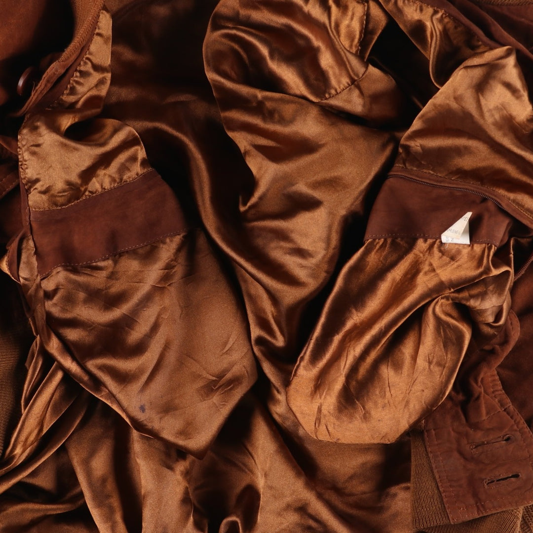 Suede leather blouson for men (size L) genuine leather brown type Vintage Second Hand