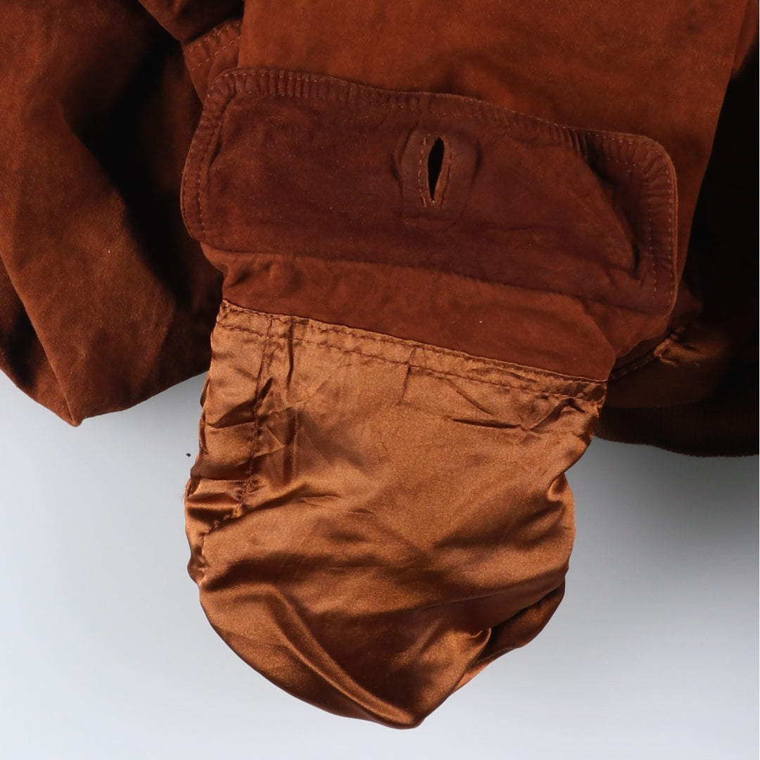 Suede leather blouson for men (size L) genuine leather brown type Vintage Second Hand