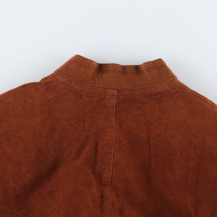 Suede leather blouson for men (size L) genuine leather brown type Vintage Second Hand