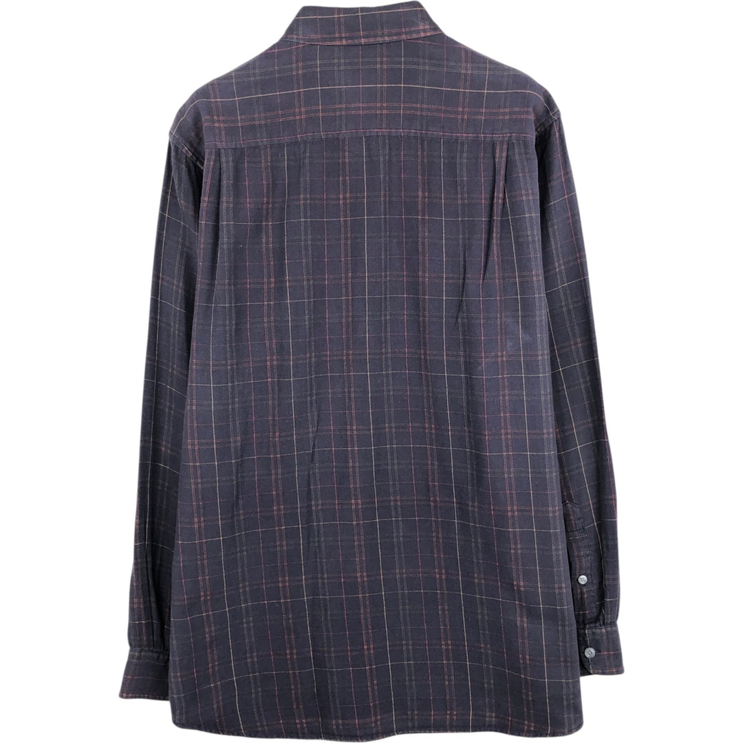 90s-00'S Calvin Klein long-sleeved cotton check shirt, men's size M equivalent, vintage. cotton navy blue type Vintage Second Hand