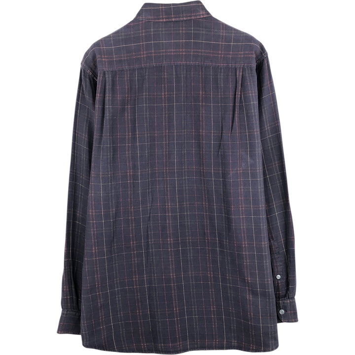 90s-00'S Calvin Klein long-sleeved cotton check shirt, men's size M equivalent, vintage. cotton navy blue type Vintage Second Hand