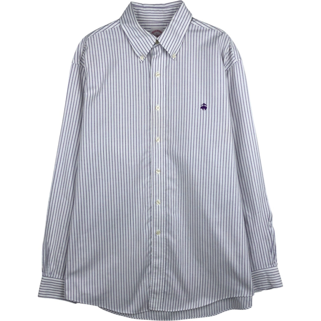 Brooks Brothers Est.1818 Long Sleeve Button-Down Striped Shirt, Men's Size L Supima Cotton white type Vintage Second Hand