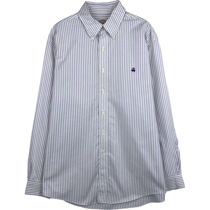 Brooks Brothers Est.1818 Long Sleeve Button-Down Striped Shirt, Men's Size L Supima Cotton white type Vintage Second Hand
