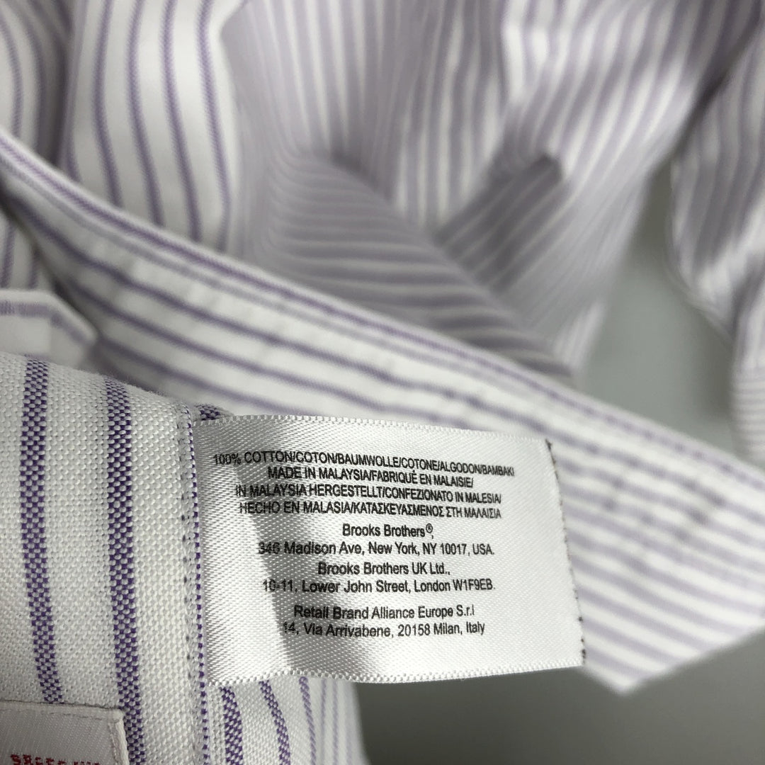 Brooks Brothers Est.1818 Long Sleeve Button-Down Striped Shirt, Men's Size L Supima Cotton white type Vintage Second Hand