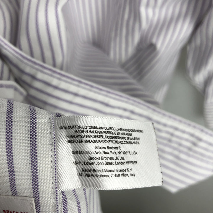 Brooks Brothers Est.1818 Long Sleeve Button-Down Striped Shirt, Men's Size L Supima Cotton white type Vintage Second Hand