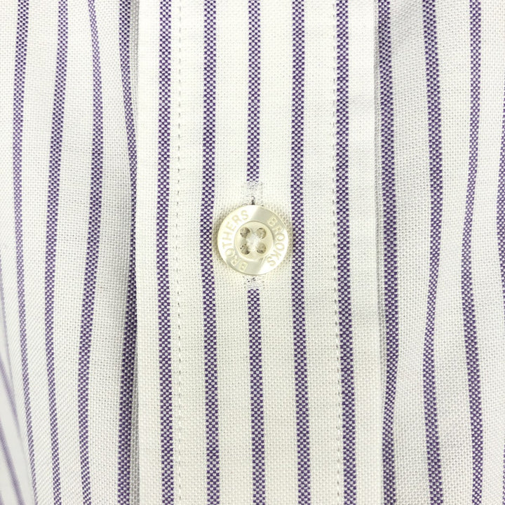 Brooks Brothers Est.1818 Long Sleeve Button-Down Striped Shirt, Men's Size L Supima Cotton white type Vintage Second Hand