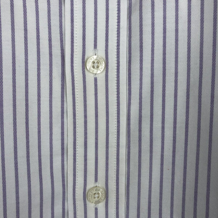 Brooks Brothers Est.1818 Long Sleeve Button-Down Striped Shirt, Men's Size L Supima Cotton white type Vintage Second Hand