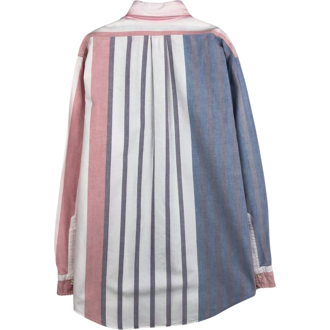 Brooks Brothers Est.1818 Multi-Stripe Long-Sleeve Button-Down Stripe Shirt, Made in USA, Men's Size M (approx.) cotton blue type Vintage Second Hand