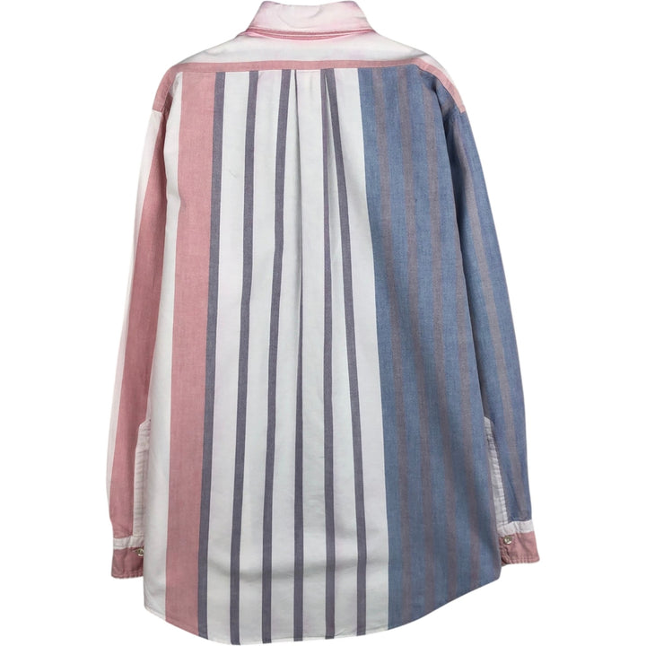 Brooks Brothers Est.1818 Multi-Stripe Long-Sleeve Button-Down Stripe Shirt, Made in USA, Men's Size M (approx.) cotton blue type Vintage Second Hand