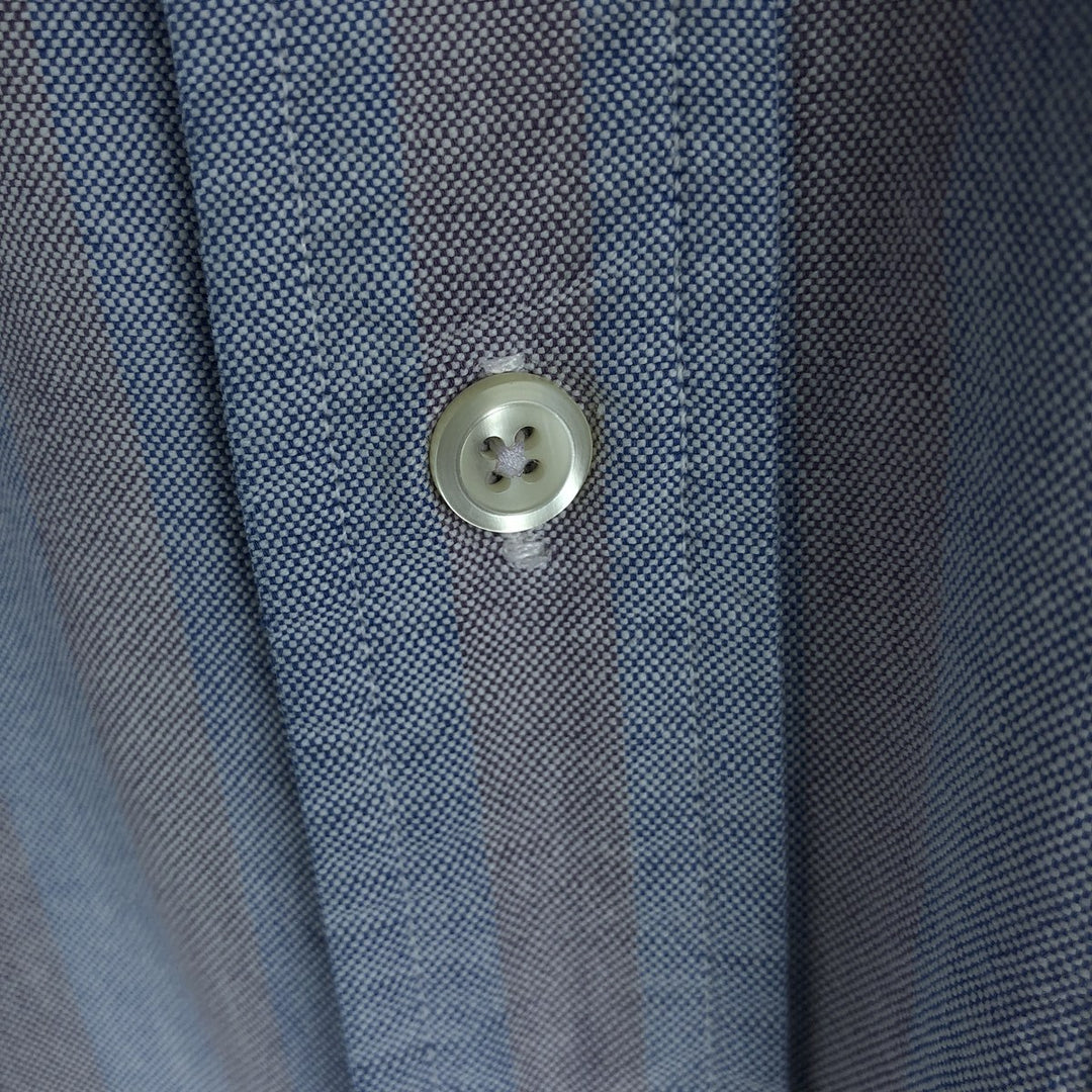 Brooks Brothers Est.1818 Multi-Stripe Long-Sleeve Button-Down Stripe Shirt, Made in USA, Men's Size M (approx.) cotton blue type Vintage Second Hand