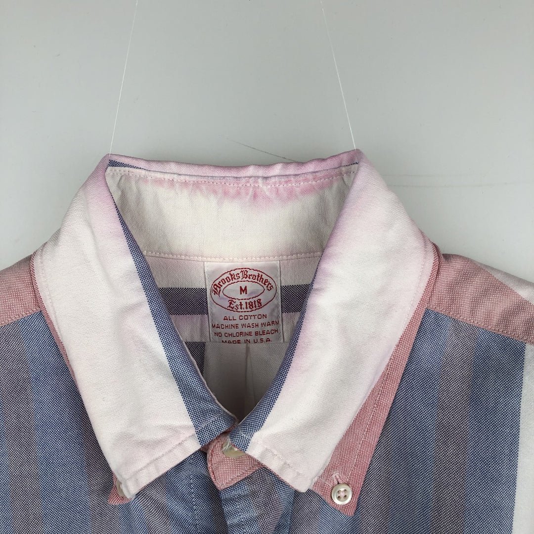 Brooks Brothers Est.1818 Multi-Stripe Long-Sleeve Button-Down Stripe Shirt, Made in USA, Men's Size M (approx.) cotton blue type Vintage Second Hand