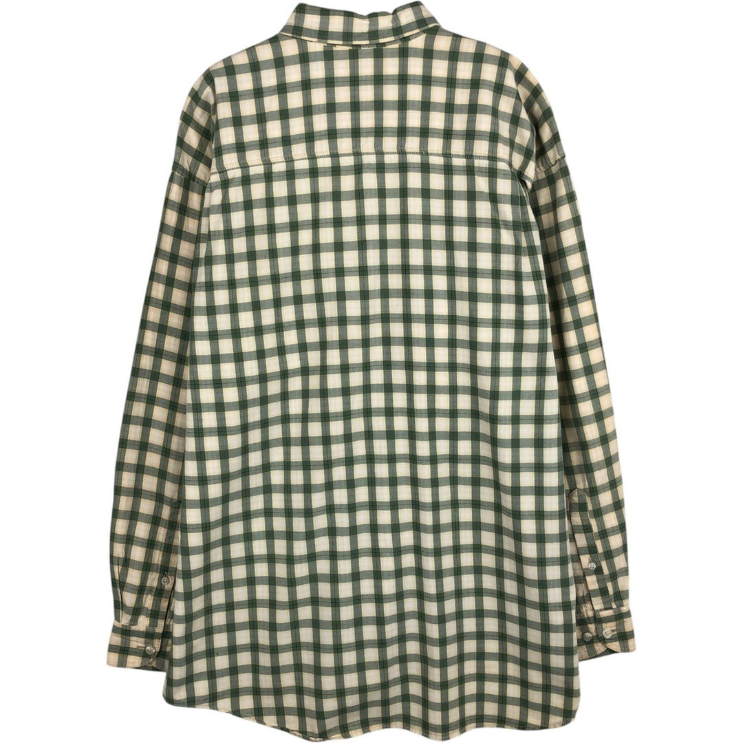 90'S GAP Vintage Long Sleeve Cotton Check Shirt, Men's Size L cotton Khaki type Vintage Second Hand