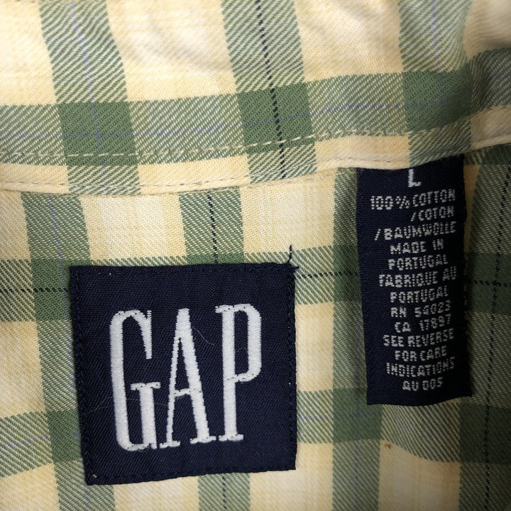 90'S GAP Vintage Long Sleeve Cotton Check Shirt, Men's Size L cotton Khaki type Vintage Second Hand