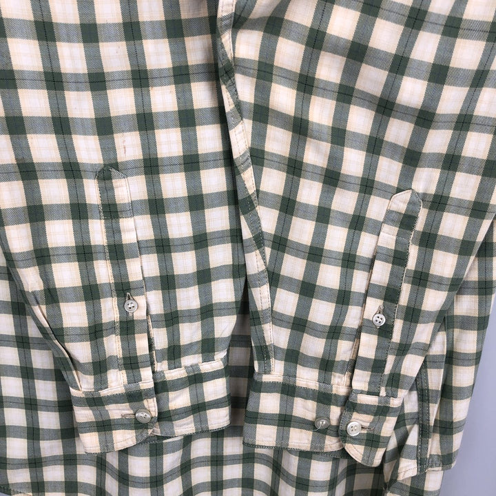 90'S GAP Vintage Long Sleeve Cotton Check Shirt, Men's Size L cotton Khaki type Vintage Second Hand