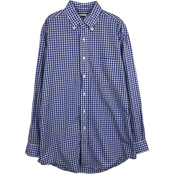 Brooks Brothers Est.1818 Relaxed Fit Gingham Check Long Sleeve Button-Down Check Shirt, Men's Size M (approx.) cotton blue type Vintage Second Hand