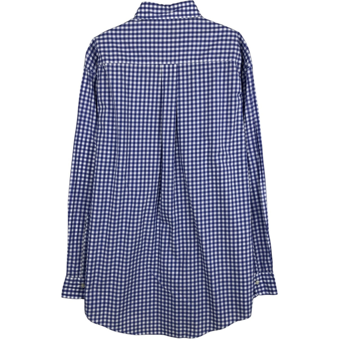 Brooks Brothers Est.1818 Relaxed Fit Gingham Check Long Sleeve Button-Down Check Shirt, Men's Size M (approx.) cotton blue type Vintage Second Hand