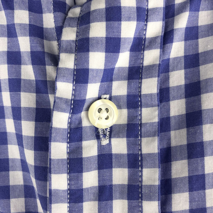 Brooks Brothers Est.1818 Relaxed Fit Gingham Check Long Sleeve Button-Down Check Shirt, Men's Size M (approx.) cotton blue type Vintage Second Hand