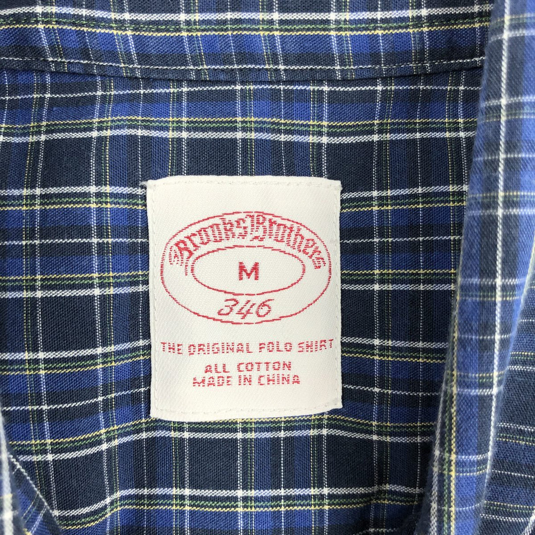 Brooks Brothers 346 Long Sleeve Button-Down Check Shirt, Men's Size Medium cotton navy blue type Vintage Second Hand