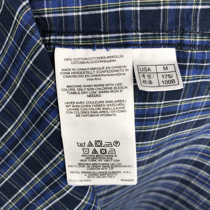 Brooks Brothers 346 Long Sleeve Button-Down Check Shirt, Men's Size Medium cotton navy blue type Vintage Second Hand