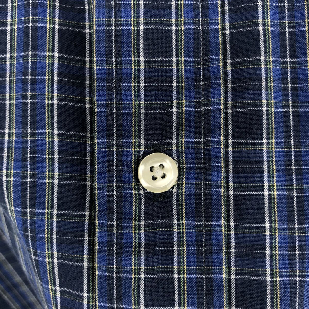 Brooks Brothers 346 Long Sleeve Button-Down Check Shirt, Men's Size Medium cotton navy blue type Vintage Second Hand