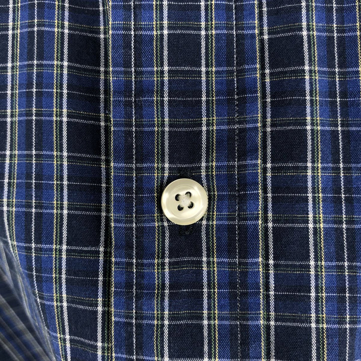 Brooks Brothers 346 Long Sleeve Button-Down Check Shirt, Men's Size Medium cotton navy blue type Vintage Second Hand