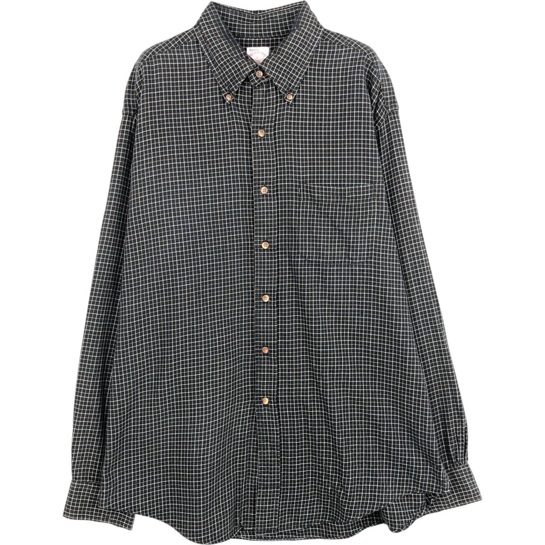 Brooks Brothers 346 Long Sleeve Button-Down Check Shirt, Men's Size L cotton black type Vintage Second Hand