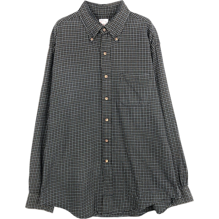 Brooks Brothers 346 Long Sleeve Button-Down Check Shirt, Men's Size L cotton black type Vintage Second Hand