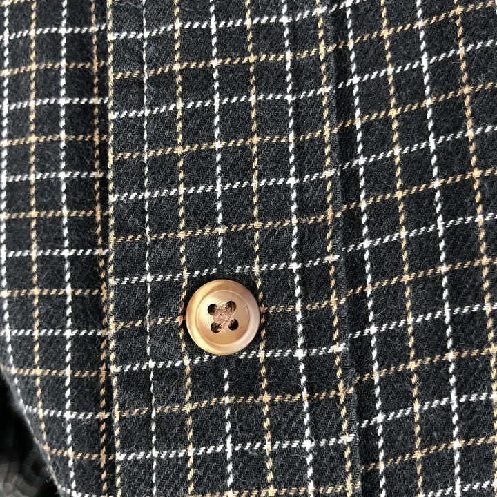 Brooks Brothers 346 Long Sleeve Button-Down Check Shirt, Men's Size L cotton black type Vintage Second Hand