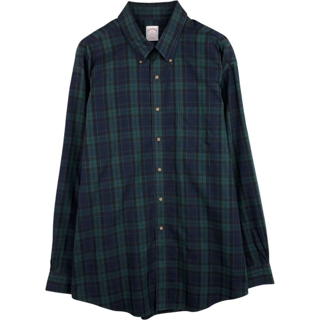 Brooks Brothers 346 Blackwatch Check Long Sleeve Button-Down Check Shirt, Men's Size XL (approx.) cotton green type Vintage Second Hand