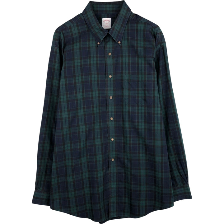 Brooks Brothers 346 Blackwatch Check Long Sleeve Button-Down Check Shirt, Men's Size XL (approx.) cotton green type Vintage Second Hand