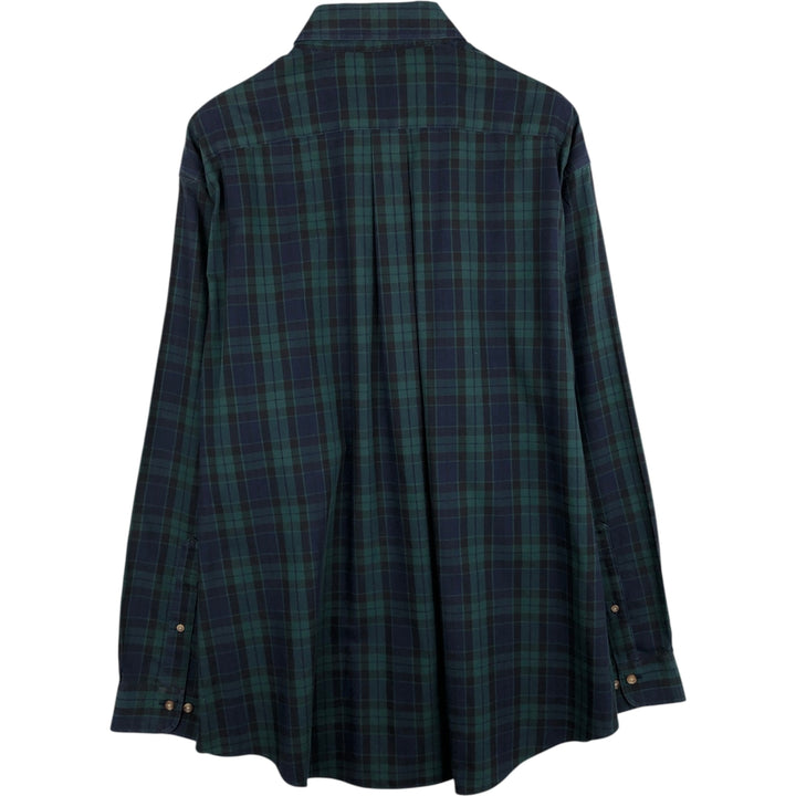 Brooks Brothers 346 Blackwatch Check Long Sleeve Button-Down Check Shirt, Men's Size XL (approx.) cotton green type Vintage Second Hand
