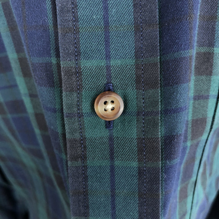Brooks Brothers 346 Blackwatch Check Long Sleeve Button-Down Check Shirt, Men's Size XL (approx.) cotton green type Vintage Second Hand
