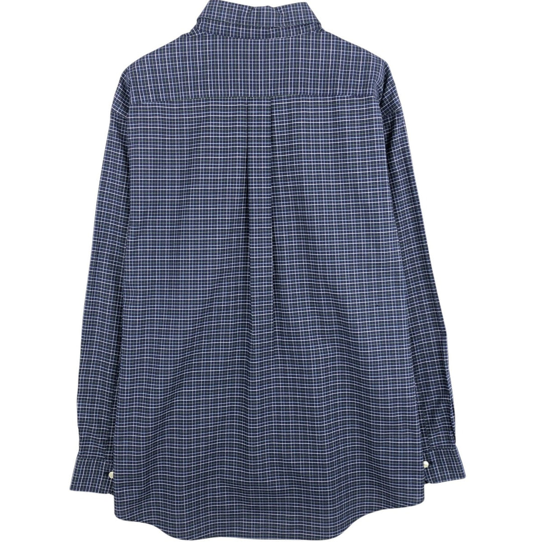 Brooks Brothers 346 Long Sleeve Button-Down Check Shirt, Men's XL Supima Cotton navy blue type Vintage Second Hand