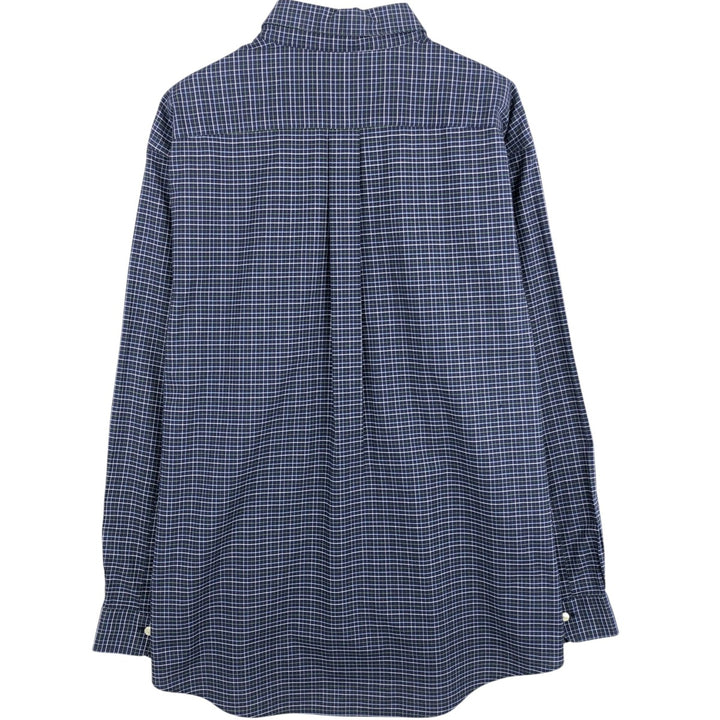 Brooks Brothers 346 Long Sleeve Button-Down Check Shirt, Men's XL Supima Cotton navy blue type Vintage Second Hand