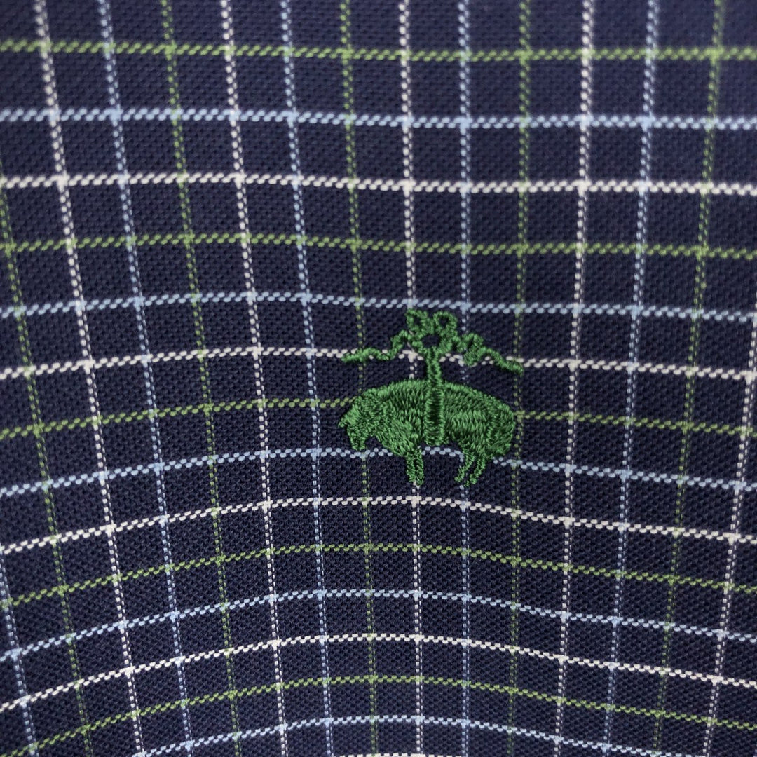 Brooks Brothers 346 Long Sleeve Button-Down Check Shirt, Men's XL Supima Cotton navy blue type Vintage Second Hand