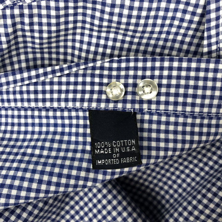 Brooks Brothers Est.1818 Gingham Check Long Sleeve Button-Down Shirt, Made in USA, Men's Size L (approx.) cotton blue type Vintage Second Hand